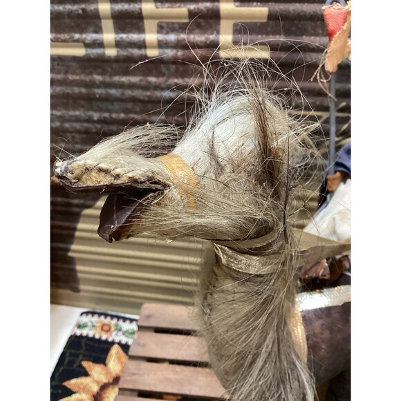 Vintage Leather & Fur Wrapped & Stitched Camel With Rider Handmade Middle East - Picture 3 of 16